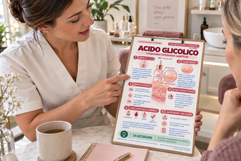 Esempio d’uso: una professionista spiega una scheda stampata in italiano a una cliente.