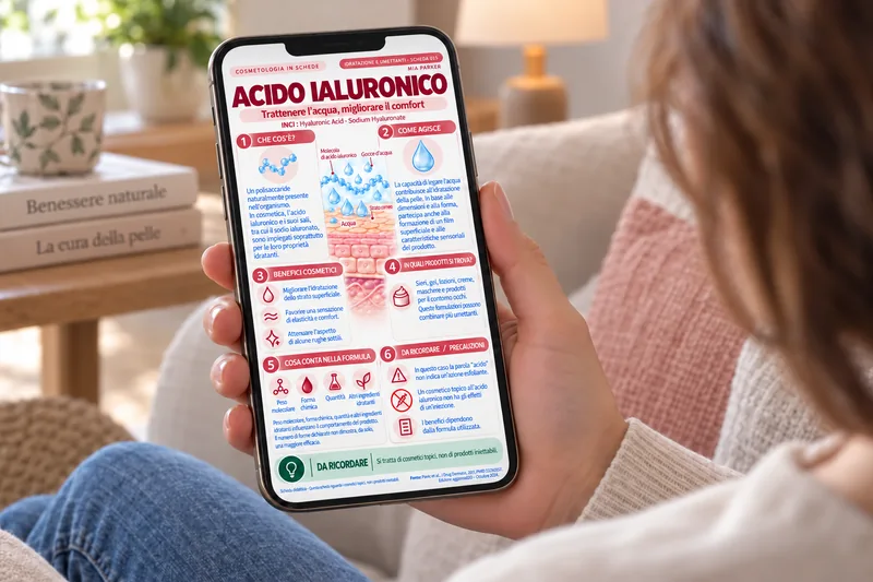 Esempio d’uso: lettura della scheda Acido ialuronico in italiano su uno smartphone.